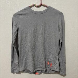 Under Armour Men's Long Sleeve Shirt in Gray with Red Logo
